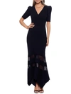 Xscape Womens Illusion Fit & Flare Evening Dress In Black
