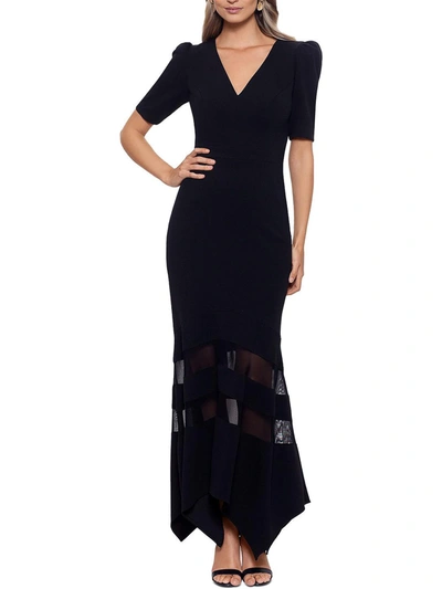 Xscape Womens Illusion Fit & Flare Evening Dress In Black