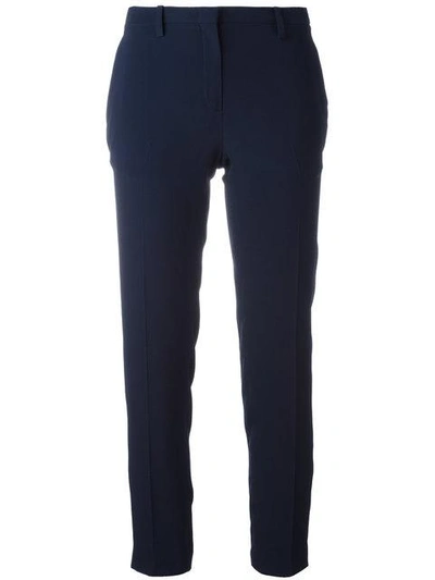 N°21 Cropped Cotton Trousers In Navy Blue