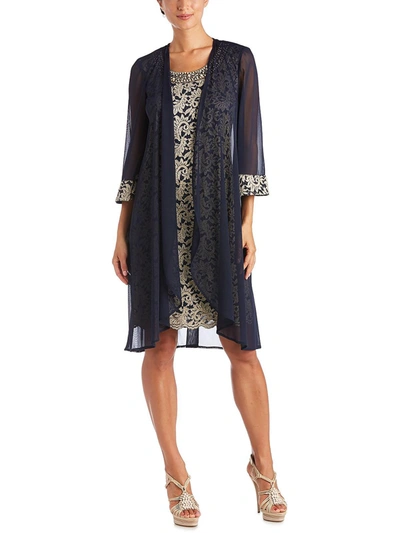 R & M Richards Womens Chiffon 2pc Cocktail And Party Dress In Multi