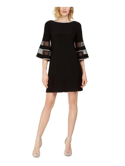 Msk Womens Illusion Rhinestone Sheath Dress In Black
