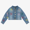 MONNALISA GIRLS BLUE COTTON DENIM JACKET