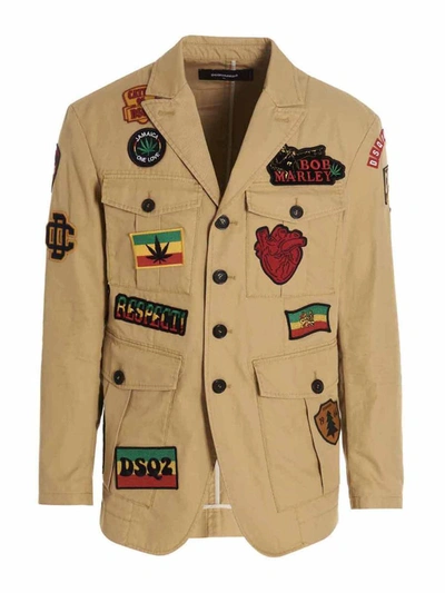 Dsquared2 Multiple Patches Safari Jacket In Beige