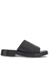 Ferragamo Crossover-strap Leather Slides In Black