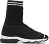 Fendi Black Stretch Sock High-top Sneakers In F0kjr Black/white