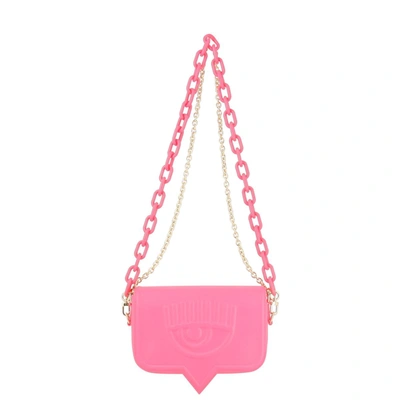 Chiara Ferragni Eyelike Shoulder Bag In Fluorescent Pink