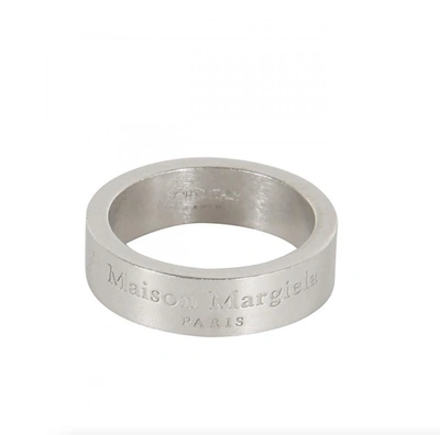 Maison Margiela Logo-engraved Ring In Palladio