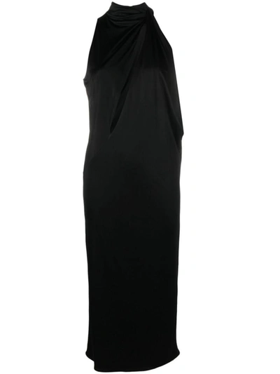 Versace Cut-out Draped Cocktail Dress In Black