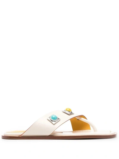 Etro Embellished Leather Sandals In Multicolor
