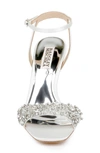 Badgley Mischka Finesse Embellished Ankle Strap Sandal In Soft White Satin
