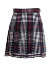 Thom Browne Mini Skirt With Pleated Design And Tricolor Detail In Blue