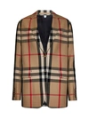 Burberry Check Wool Cotton Jacquard Tailored Jacket In Beige