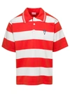 KENZO WHITE AND RED POLO T-SHIRT WITH EMBROIDERED LOGO IN COTTON MAN