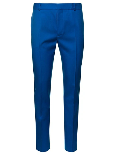 Alexander Mcqueen Pantalone Wool Gabardine In Blue
