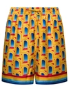 Casablanca Graphic-print Silk Shorts In Orange