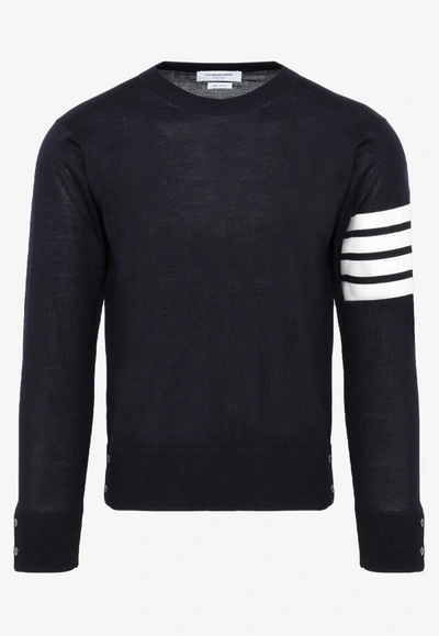 Thom Browne Navy 4-bar Stripe Merino Wool Sweater In Blue