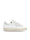 Golden Goose Superstar Distressed Leather And Suede Sneakers In White Silver