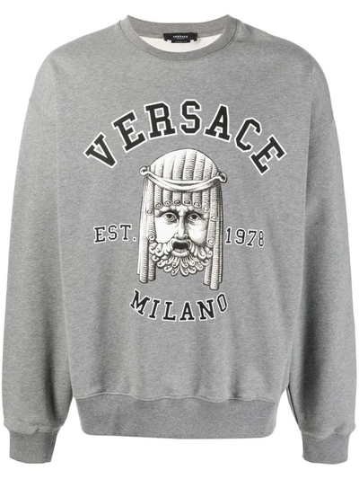 Versace Crew Neck Sweatshirt In Gray