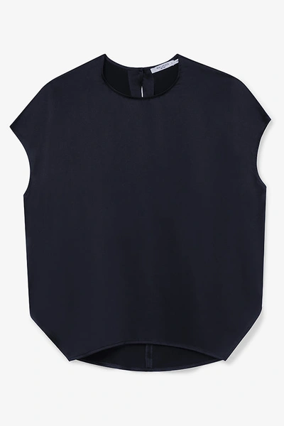 M.m.lafleur The Didion Top - Washable Silk Charmeuse In Galaxy Blue