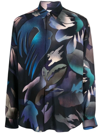 Paul Smith Graphic-print Classic Shirt In Blue