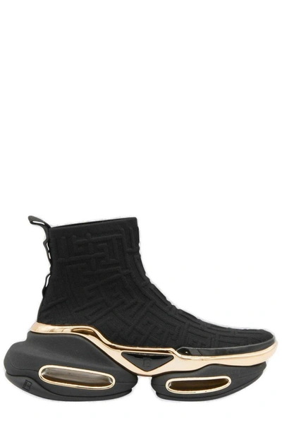 Balmain B-bold High-top Mesh Sneakers In Noir