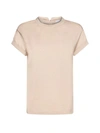 Brunello Cucinelli Embellished Crewneck T-shirt In Beige
