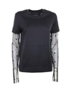 Givenchy T-shirt With 4g Tulle Long-sleeves In Black