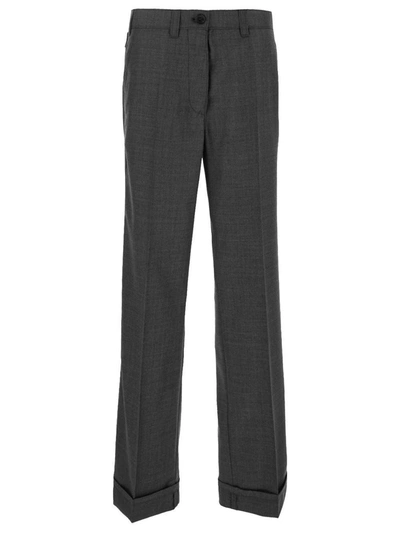 Miu Miu Tailored Wool Trousers In Grey