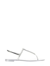 Giuseppe Zanotti Metallic Embellished Flat Sole Sandal In Silver