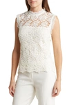 Nanette Lepore Lace Sleeveless Top In Cannoli Cream