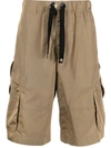 Versace Neutral Drawstring Cargo Shorts In Brown