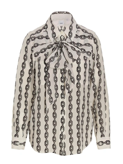 Chain Silk Scarf Blouse Burberry Tammy Chain-print Scarf-neck Silk
