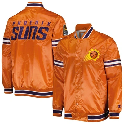 Starter Orange Phoenix Suns Slider Satin Full-snap Varsity Jacket