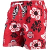 WES & WILLY WES & WILLY SCARLET OHIO STATE BUCKEYES FLORAL VOLLEY SWIM TRUNKS