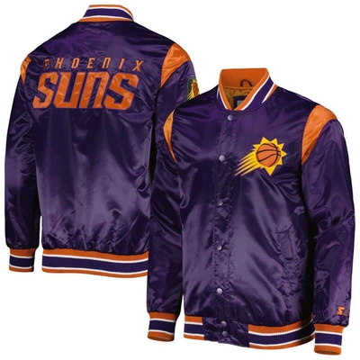 Starter Purple Phoenix Suns Force Play Satin Full-snap Varsity Jacket