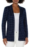 Liverpool Los Angeles Windowpane Boyfriend Blazer In Federal Navy