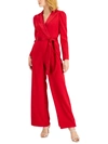 ADRIANNA PAPELL WOMENS NOTCHED-COLLAR BELTED JUMPSUIT