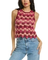 Alice And Olivia Reva Flower Crochet Tank Top In Pink