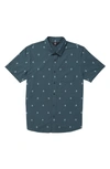 Volcom Patterson Short Sleeve Button-up Shirt In Faded Navy