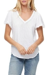 Michael Stars Tati V Neck Power Shoulder Top In White