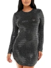 B DARLIN JUNIORS WOMENS METALLIC LONG SLEEVES BODYCON DRESS