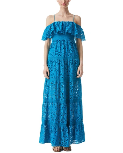 Alice And Olivia Kia Smocked Maxi Dress In Blue