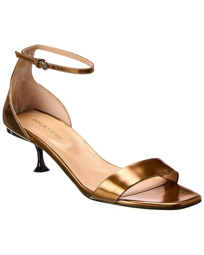 Sergio Rossi Leather Sandal In Gold