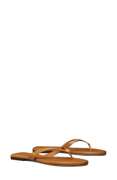 Tory Burch Capri Medallion Flip Flop Sandals In Caramel Corn