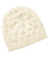 Qi Cashmere Pearl Embellished Cashmere Beanie In White