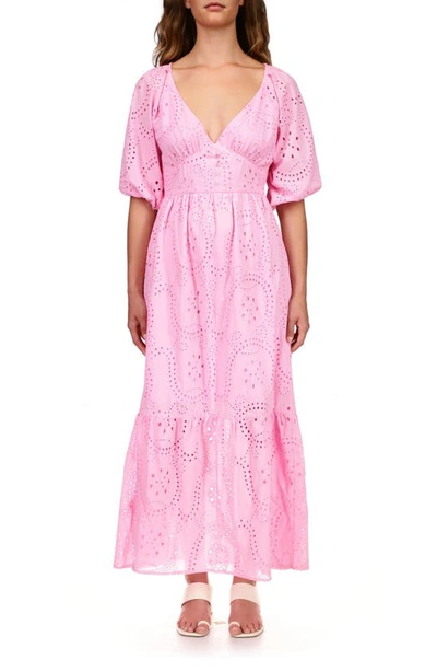 Sanctuary Cotton Eyelet Maxi Dress In Pink