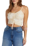 Roxy Vibrant Light Ruched Crop Tank In Tap Czy Hibiscus