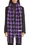 Acne Studios Houndstooth-print Fringe Scarf In Lilac,burgundy