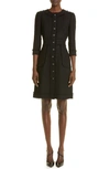 Dolce & Gabbana Raschel Button-embellished Wool-blend Tweed Dress In Black