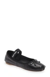 Miu Miu Logo Ballerina Flat In Nero